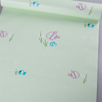 久暉壁紙居間ベルテレビ背景の壁紙ファミリーホーテの防水性防湿性は壁紙の緑の底の小魚0.45*10メトルを貼ります。