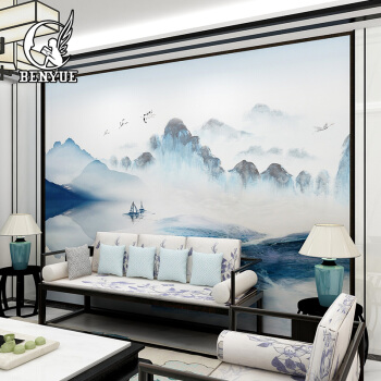 映画とテレビの壁の壁画中国水墨山水壁紙3 d立体居間テレビ背景の壁壁紙不織布壁紙