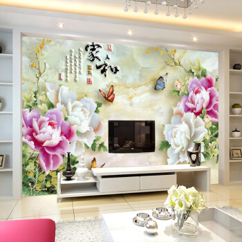 新鑫雅3 d立体中国式玉彫刻居間テレビ背景の壁の大壁画はシムレスにカステラされ、テレビ壁背景の壁壁家と富貴8 Dの凸凹立体結晶の壁紙を作ってください。