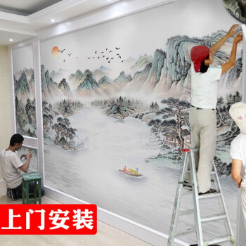 新中国式テレビ背景の壁紙現代簡単山水墨画壁紙8 dカスケード壁画映画とテレビの壁紙