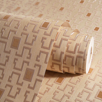 新中国式の壁紙3 d立体現代中国式の小さな格子の四角形が無地の壁紙の居間ベルストールホーテ非粘着式環境保護防水性防湿壁紙浅いカレイ色の長さは10 m*幅0.53 m非粘着式です。