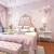 壁紙緑小清新田園風文芸ベドムの居間に暖かい花と紫のピンクの蒲公英壁紙