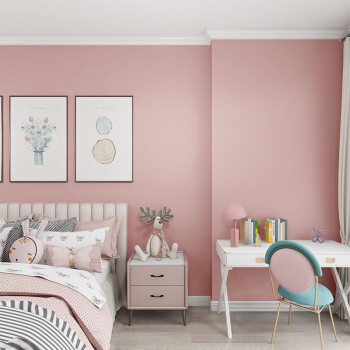 
                                                                                慕槿思格 儿童房ins风格墙布可爱粉色温馨女孩ベッドルーム公主房無地无缝壁布 脏脏粉8#-04                